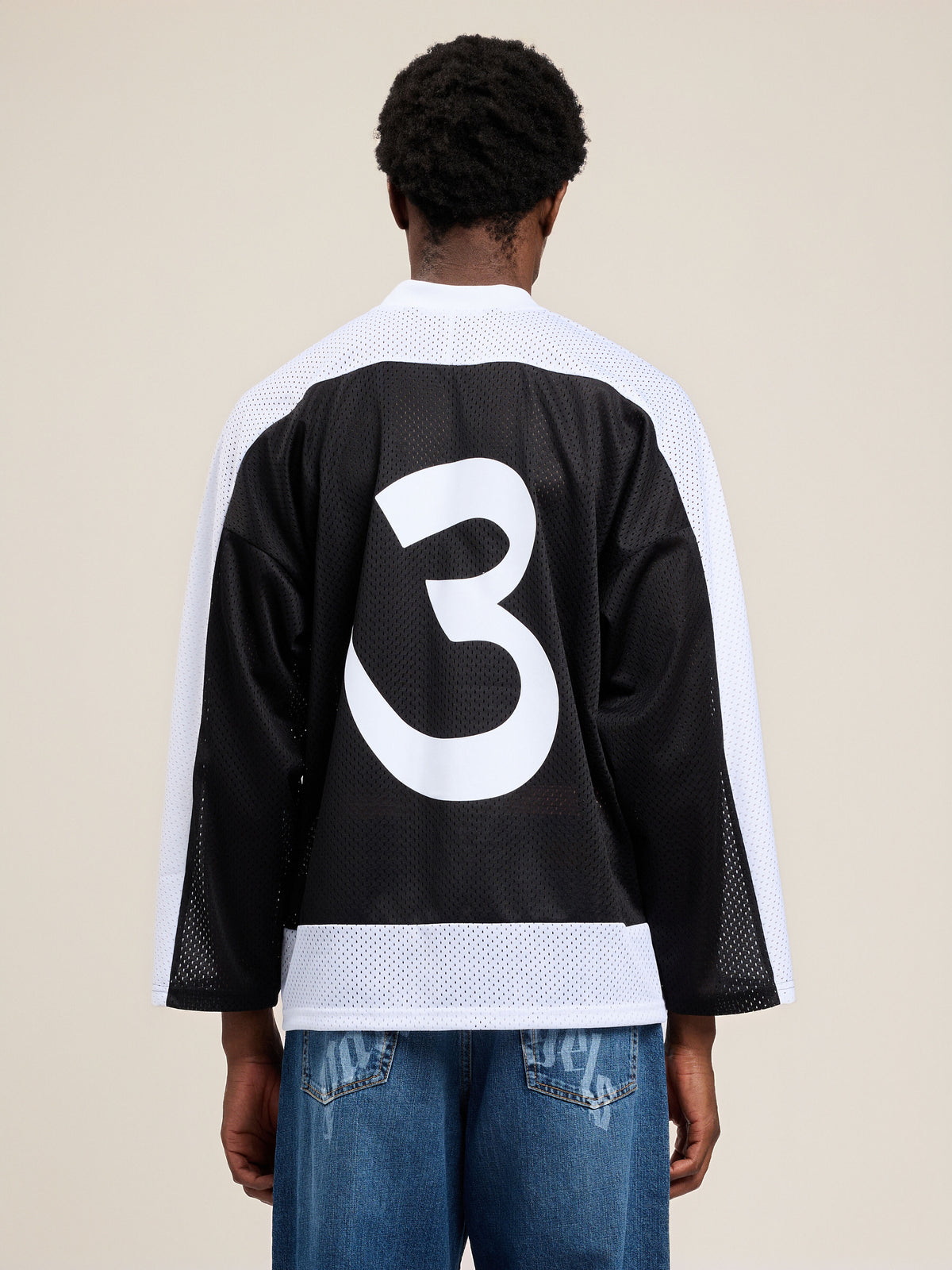 Thai Logo Mesh Loose Long-Sleeved T-Shirt