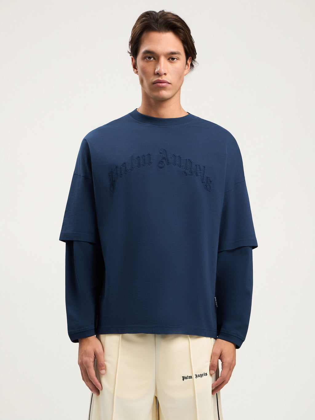 Curved Logo Double Long-Sleeved T-shirt