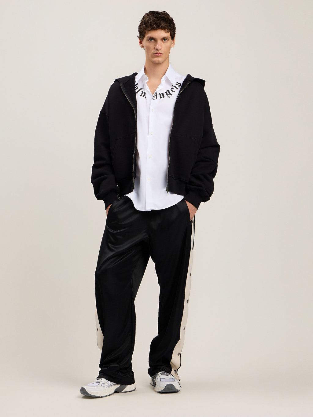 Back Curved Logo Zip Hoodie