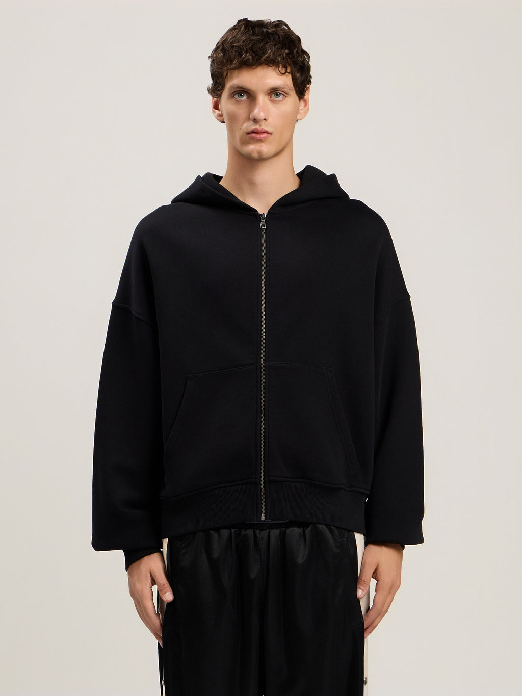 Back Curved Logo Zip Hoodie