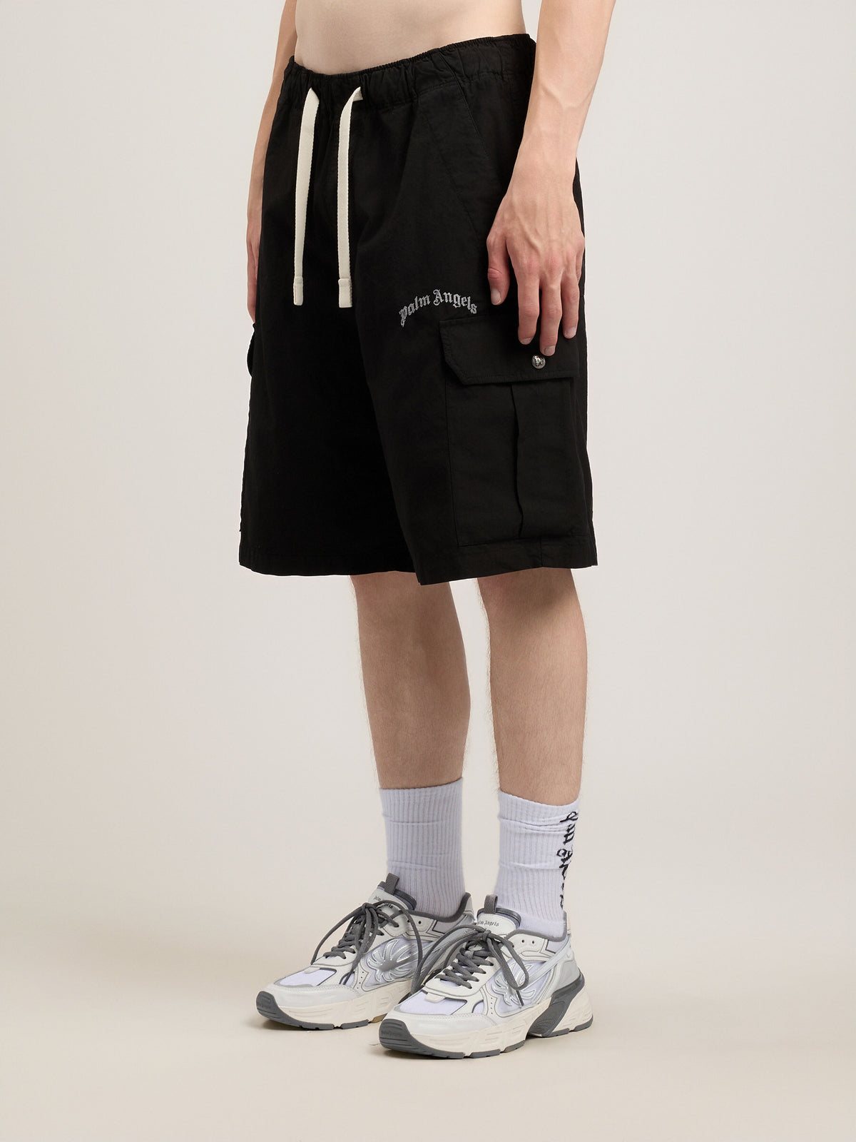 Curved Logo Loose Cargo Shorts